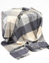 Merino Wool Cashmere Throw Cream Grey Large Block Herringbone