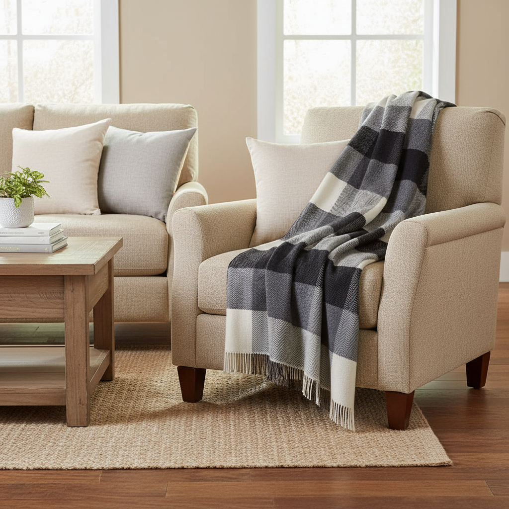 John Hanly Cashmere Merino Throw | Black Grey