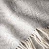 Close-up of a textured gray fabric with fringes
