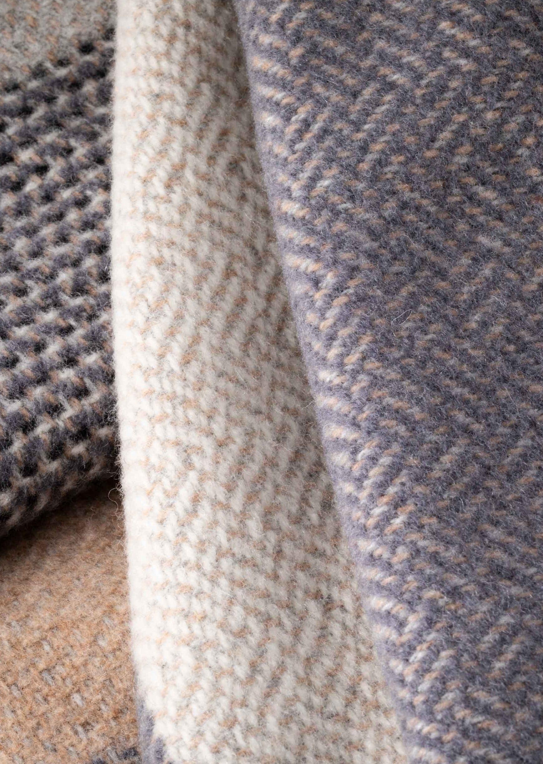 John Hanly Cashmere Merino Throw | Grey Stone Beige Stripe