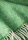 John Hanly Cashmere Merino Throw | Green Herringbone