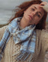 John Hanly Merino Wool Scarf | Blue & Cream Check | Irish Heritage