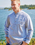 Men's Flannel Grandfather Shirt | Grey Stripe