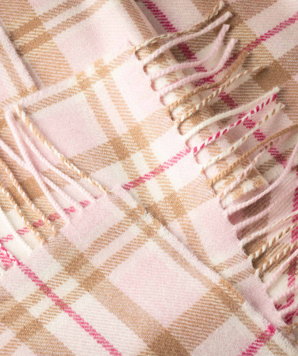 John Hanly Merino Scarf | Pink Check