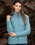 Cable Knit Aqua Aran Cardigan