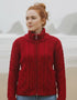 Aran Turtleneck Zip Cardigan | Red
