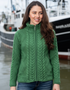 Aran-Strickjacke aus Merinowolle mit Zopfmuster | Irische Strickmode für Damen