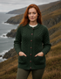 Aran Merino Wool Cable Knit Cardigan | Army Green