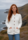 Aran Merino Wool Cable Knit Cardigan | Natural