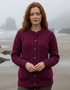 Aran Merino Wool Lumber Cardigan | Raspberry Marl