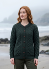 Aran Merino Wool Cable Knit Cardigan | Army Green
