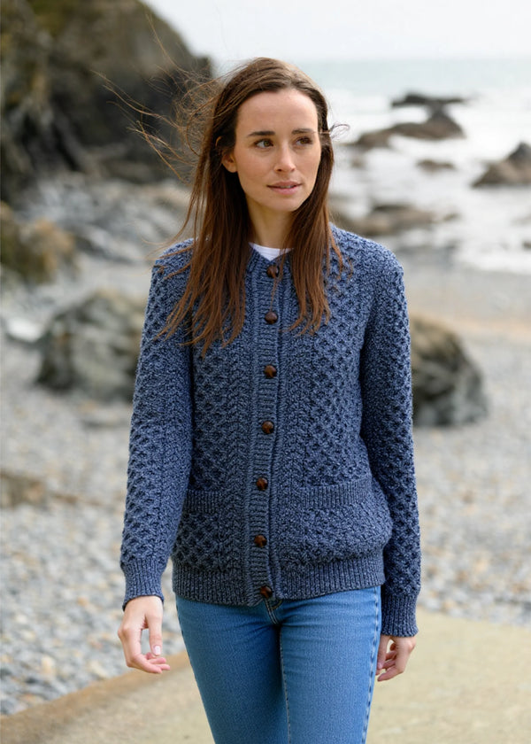 Aran Lumber Cardigan | Demin Marl