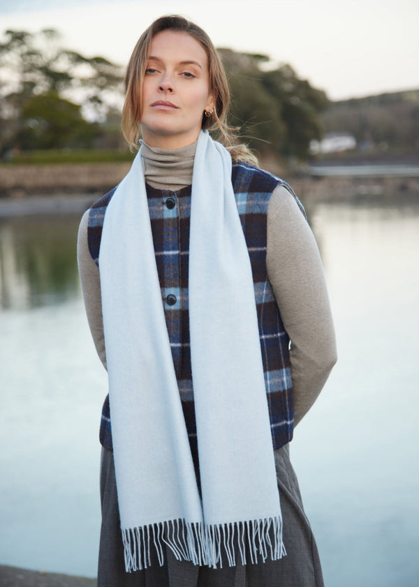John Hanly Merino Scarf | Baby Blue