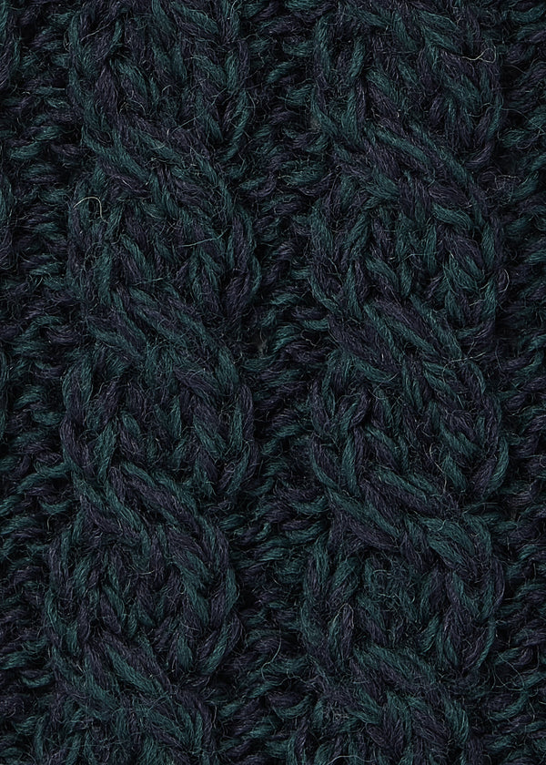 Aran Honeycomb Blanket | Navy Green Mix - Clearance