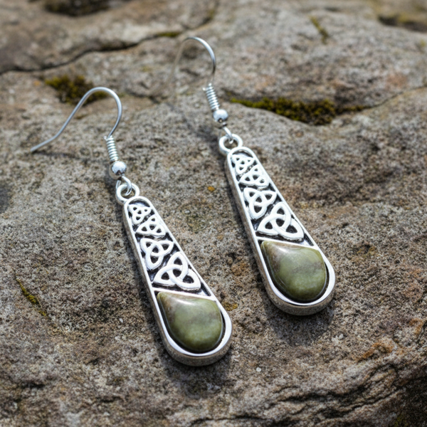Connemara Marble Trinity Long Drop Earrings