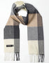 John Hanly Merino Scarf | Cream Brown Check