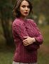 Listowel Ladies Aran Cabled Sweater | Raspberry