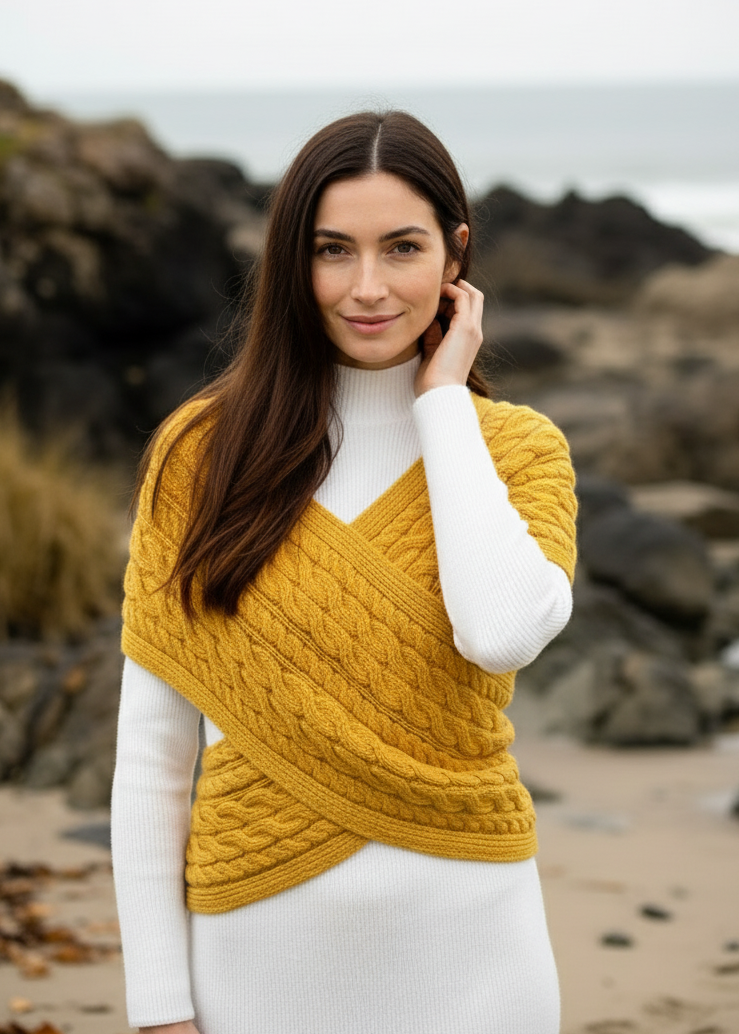 Aran Crossover Wrap | Sunflower