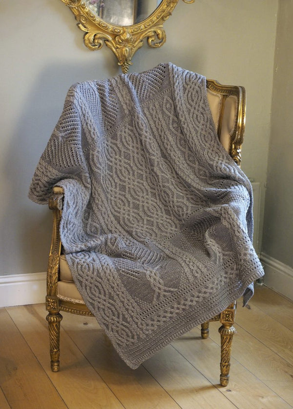 Aran Crafts Fairy Tree Merino Throw | Grey