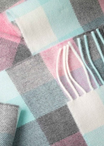 John Hanly Merino Scarf | Pink Aqua