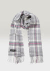 John Hanly Merino Scarf Grey Pink Check Scarf