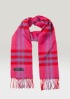 John Hanly Merino Scarf Pink Red Check