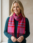 John Hanly Merino Wool Scarf | Pink Red Purple Check | Made in Ireland