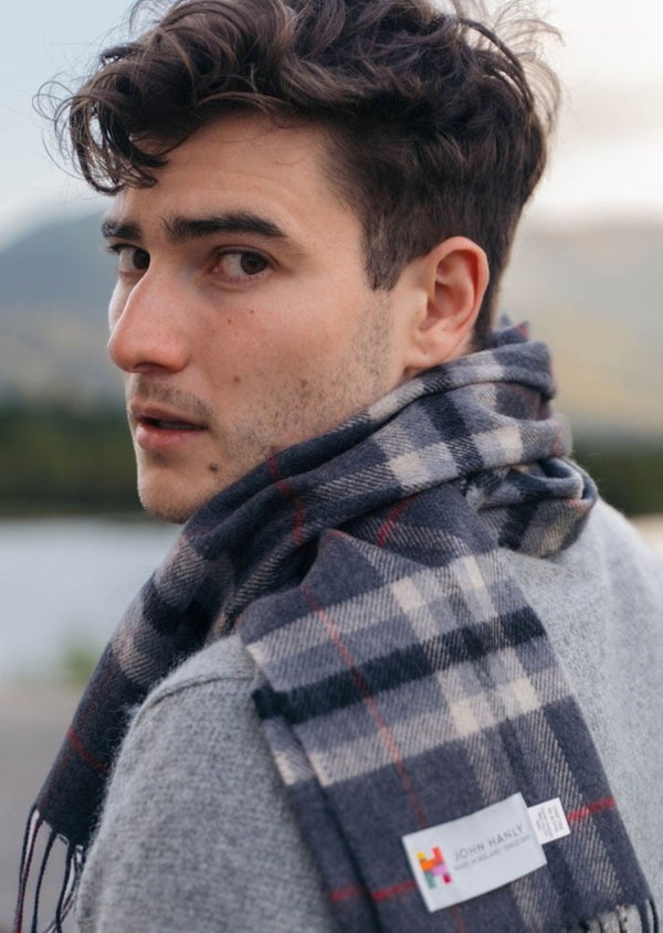 John Hanly Merino Scarf | Charcoal Grey