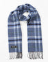 Merino Luxury Wool Scarf Denim Grey Plaid