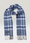 John Hanly Merino Scarf Denim Grey Plaid