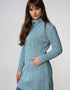 Aran Long Fitted Coat | Aqua