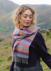 John Hanly Lambswool Scarf | Purple Orange Pink Stripe