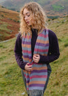 John Hanly Lambswool Scarf | Purple Orange Pink Stripe