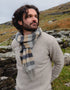 John Hanly Lambswool Scarf | Grey Camel Silver Stripe