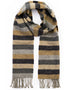 John Hanly Irish Lambswool Scarf – Grey Camel Silver Stripe Herringbone