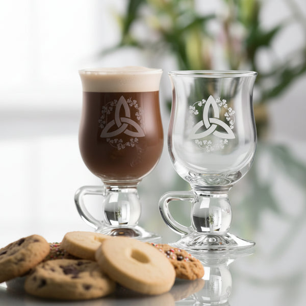 Galway Crystal Trinity Knot Shamrock Latte Mugs Pair