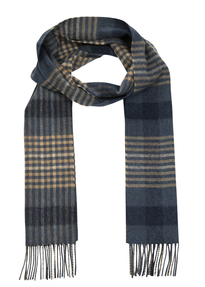 John Hanly Lambswool Scarf | Navy Beige