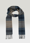 John Hanly Lambswool Scarf Denim Navy Beige