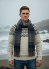 John Hanly Lambswool Scarf | Navy Beige
