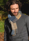 John Hanly Lambswool Scarf | Grey Blue Silver