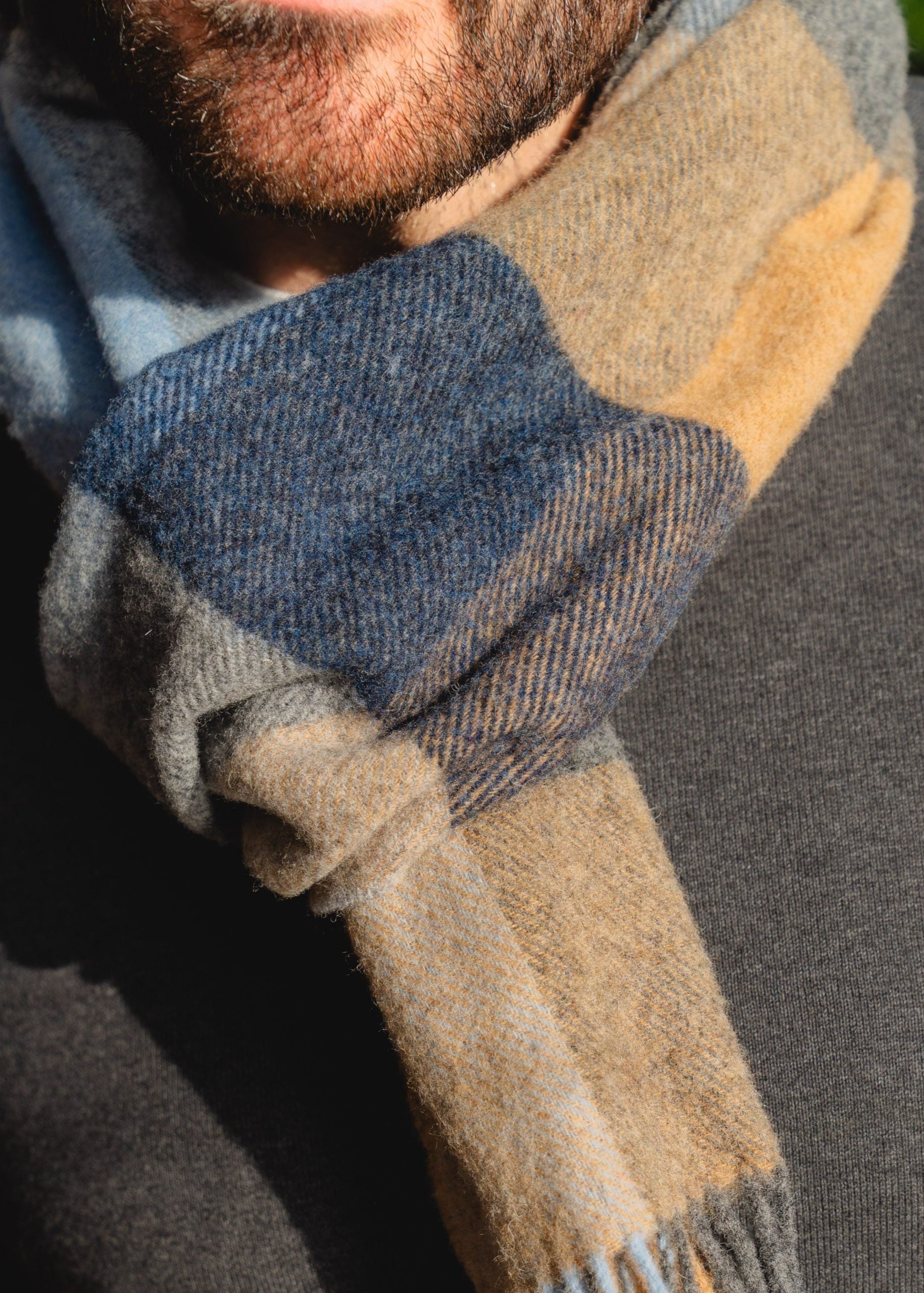 John Hanly Lambswool Scarf | Grey Blue Silver