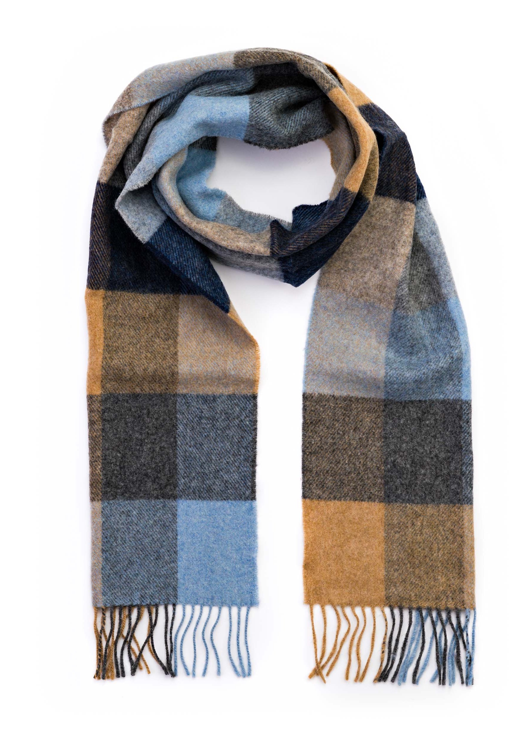 John Hanly Lambswool Scarf | Grey Blue Silver