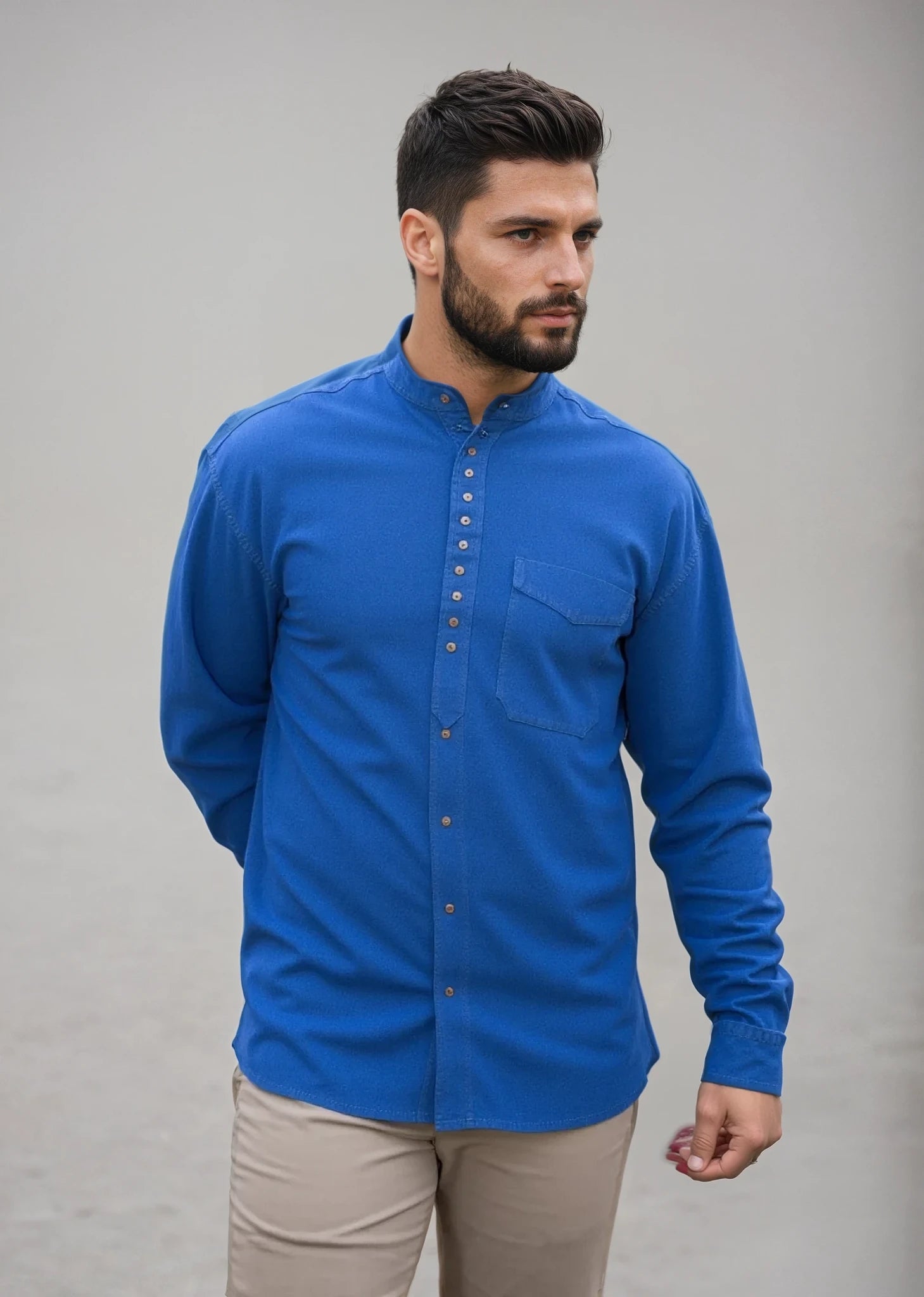 Civilian Men's Grandfather Shirt | Dusty Blue