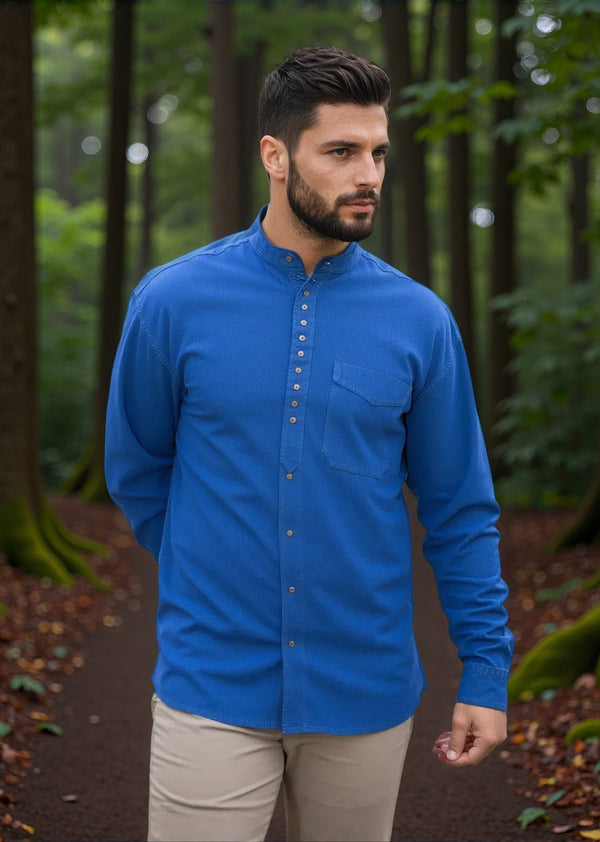 Civilian Men's Grandfather Shirt | Dusty Blue