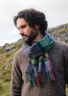 John Hanly Lambswool Scarf | Green Navy Check