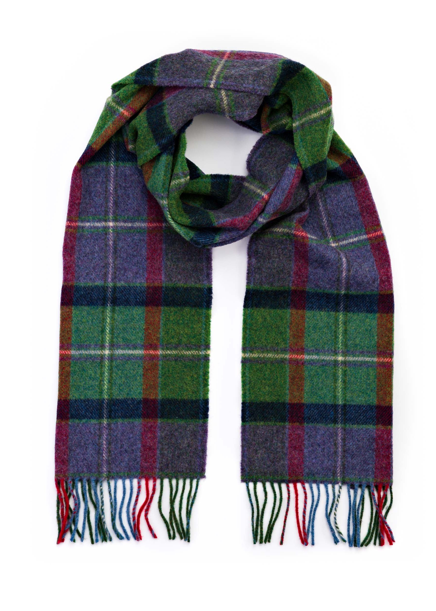 John Hanly Lambswool Scarf | Green Navy Check