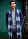 John Hanly Long Scarf | Blue Navy Multi Block Check