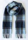 John Hanly Long Scarf | Blue Navy Multi Block Check