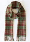 John Hanly Long Scarf | Mixed Greens Red Check
