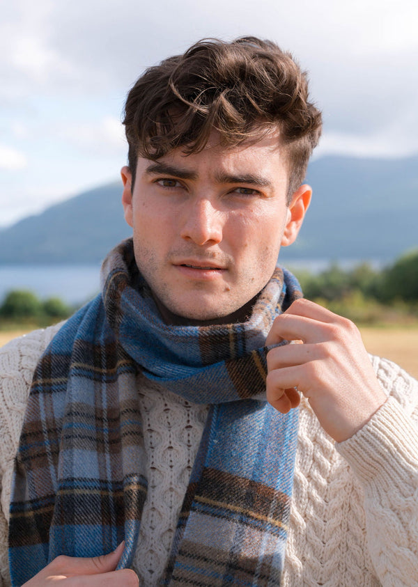 John Hanly Lambswool Scarf | Charcoal Sage